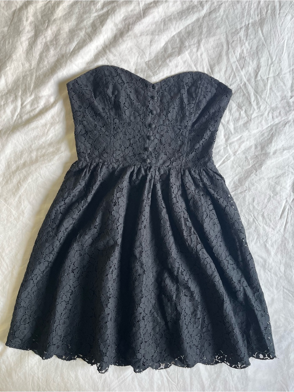 Talula Black Strapless Lace Sweetheart Fit-and-Flare Dress
